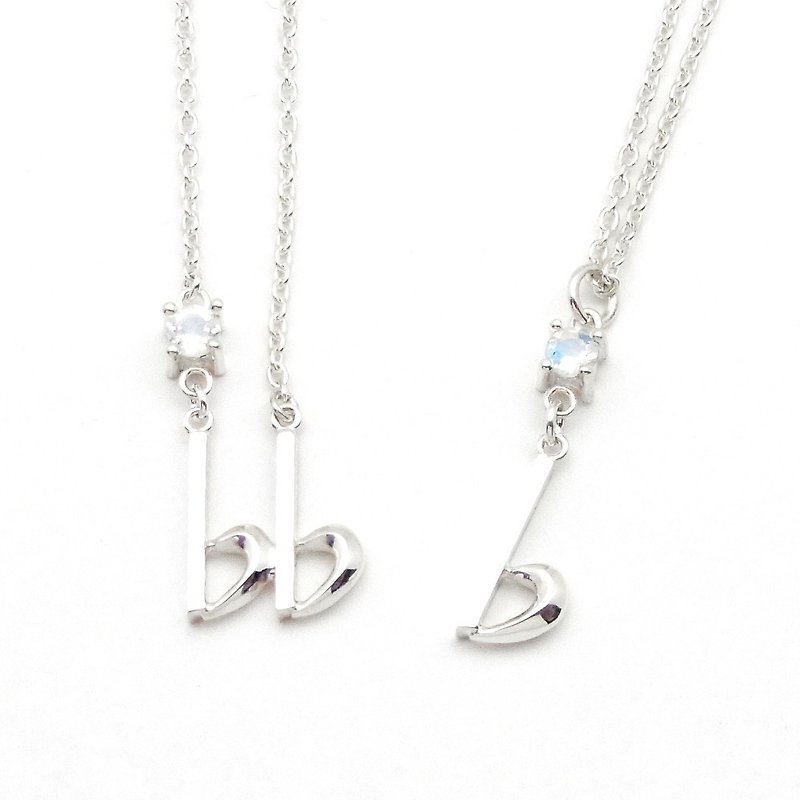 Birthstone for June/ Musical symbols Pendant - Necklaces - Sterling Silver Transparent