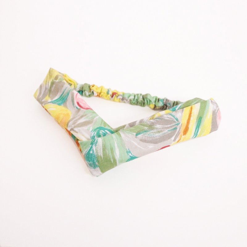 JOJA│ no time to play Wen Qing take the name: Japanese handmade fabric elastic hair bands - เครื่องประดับผม - ผ้าฝ้าย/ผ้าลินิน สีเหลือง