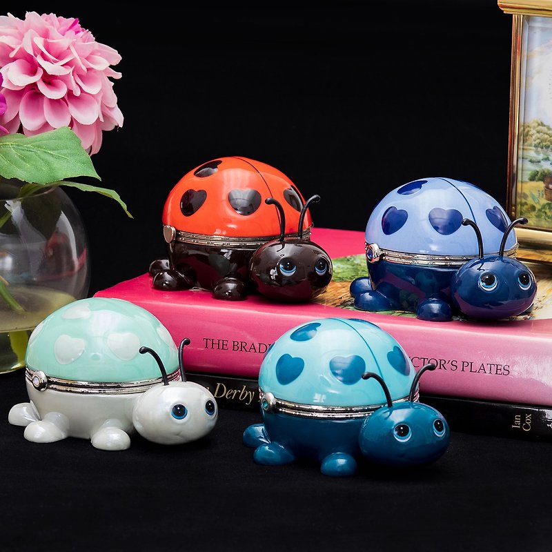 American Ardleigh pastoral colorful ladybug music bell 2008 birthday limited edition ceramic music box jewelry box - Storage - Porcelain 