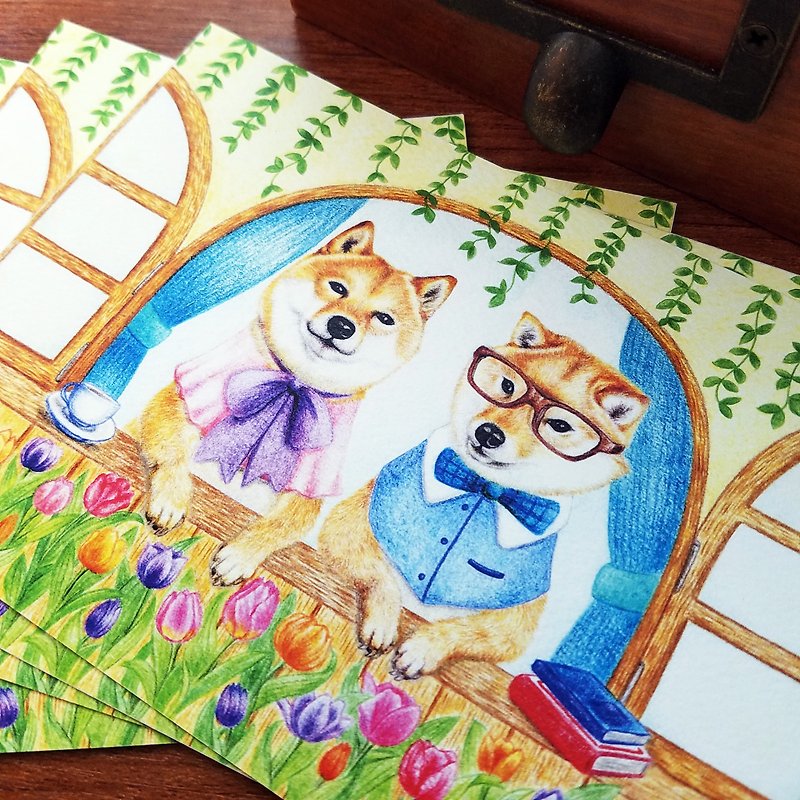 Postcard-Shiba Inu Rewarding Turmeric - Cards & Postcards - Paper Multicolor