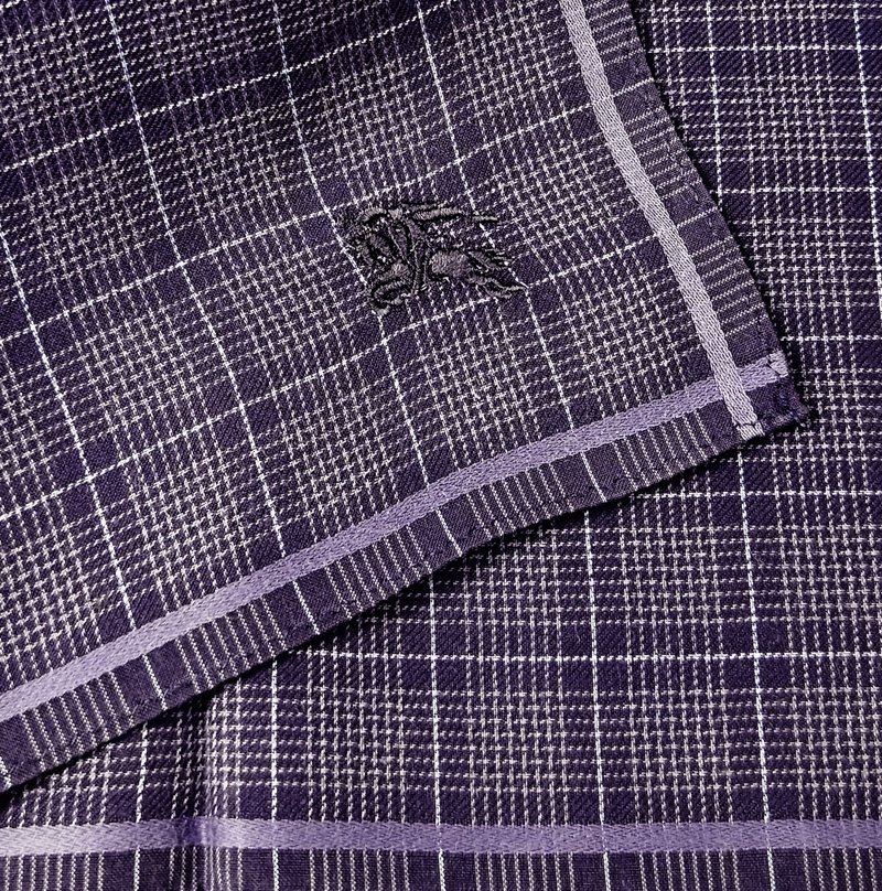 Burberry Vintage Handkerchief Pocket Square Purple 18.5 x 18.5 inches Gifts - 手帕 - 棉．麻 紫色