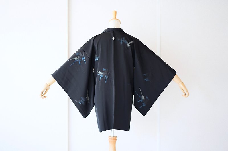 Vintage kimono jacket, Haori, Japanese Kimono /4649 - 外套/大衣 - 絲．絹 黑色