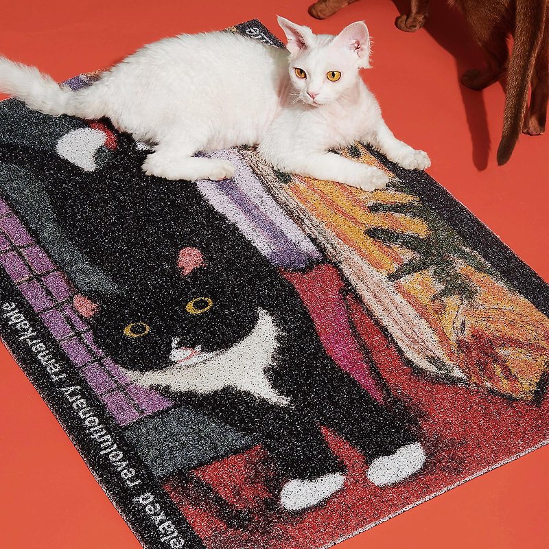 Purrre | Illustrator Joint Floor Mat Cat Litter Mat-Niu Niu Show Handstand #48 - กระบะทรายแมว - พลาสติก หลากหลายสี