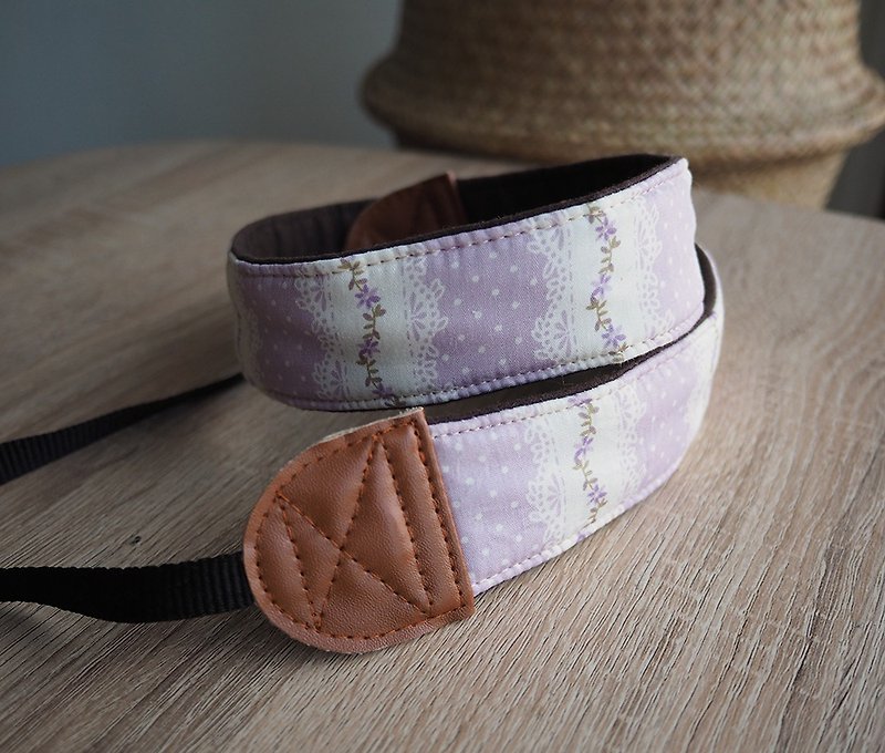 Ready stock | Handmade stress-reducing camera strap, mobile phone strap, mobile phone strap (pink and purple lace) S18 - Lanyards & Straps - Cotton & Hemp Purple