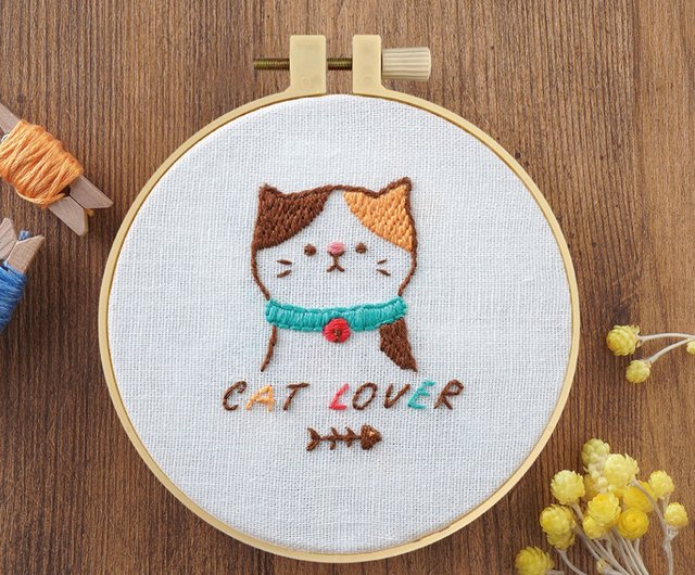 かわいい動物刺繡素材セットシリーズ-猫大好き - ショップ HobbyEasy