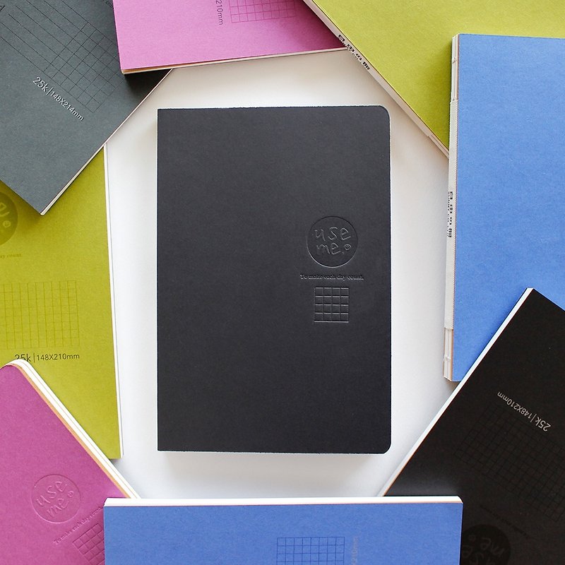 UseMe / 25K/A5 flip notebook (squares + blank inner pages)-black - Notebooks & Journals - Paper Black