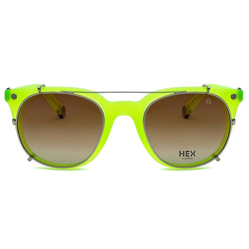 Optical glasses with front hanging sunglasses|Sunglasses|Fluorescent green|Made in Italy|Plastic frame glasses - กรอบแว่นตา - วัสดุอื่นๆ สีเขียว