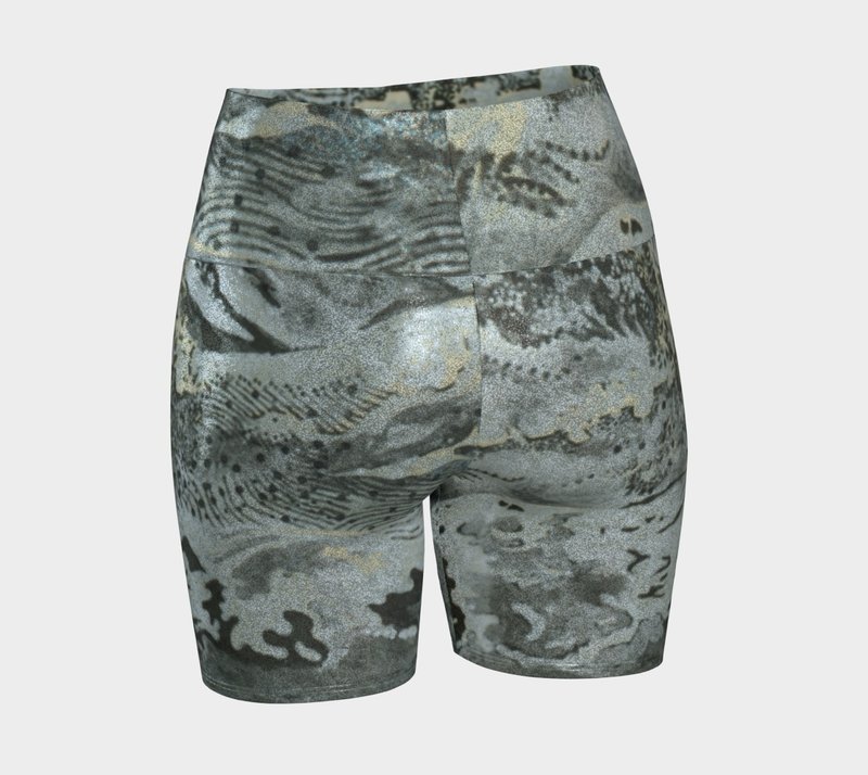 Liuyingchieh Lapporten Abisko Arctic landscape moisture-wicking yoga sequined shorts - ชุดโยคะ - เส้นใยสังเคราะห์ สีเงิน