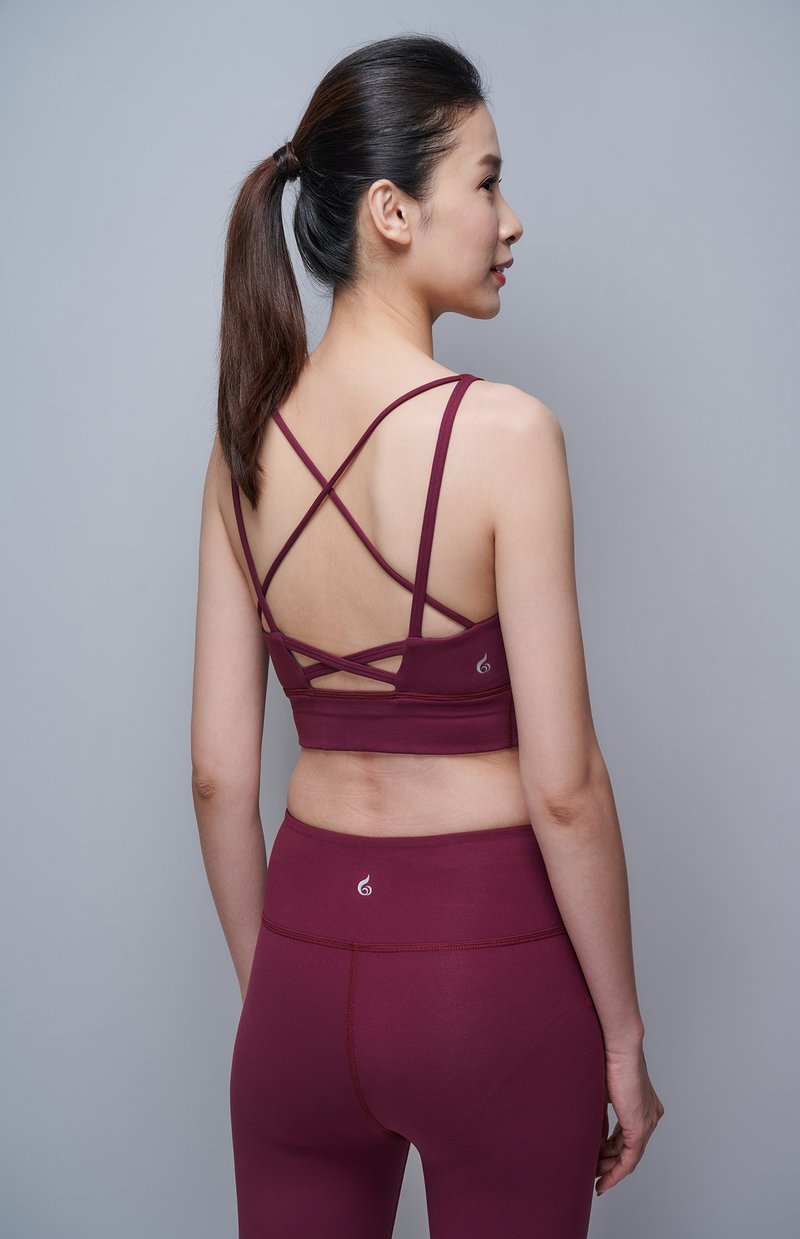 春夏穿搭【Yoga Flow】 Ella Bra-Purplish Red 快速出貨 - 瑜珈服/瑜珈褲 - 聚酯纖維 
