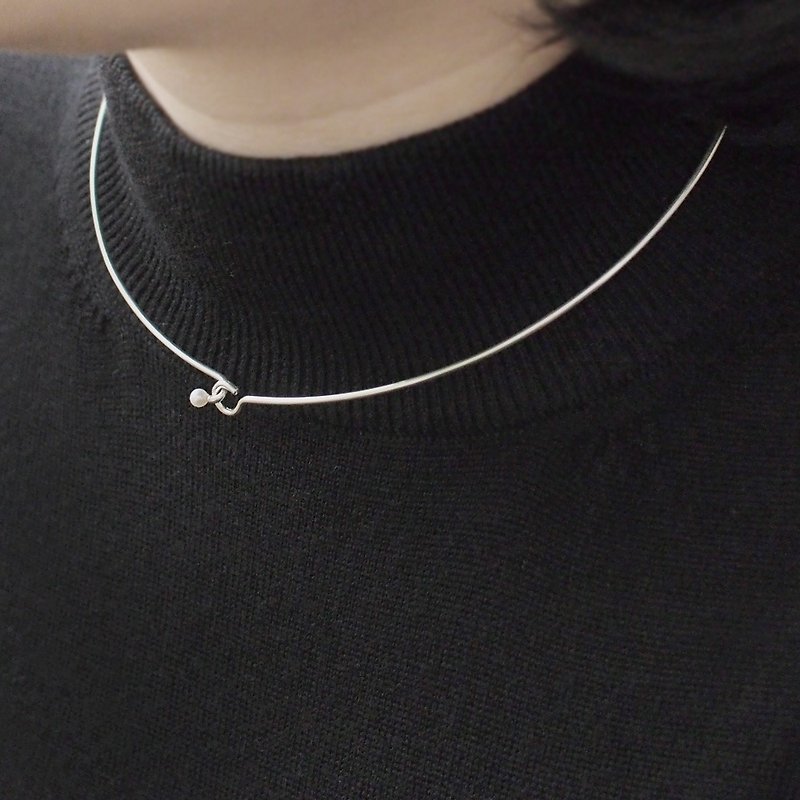Pearl 真珠 ワイヤー チョーカー ネックレス シルバー925 - 項鍊 - 其他金屬 銀色