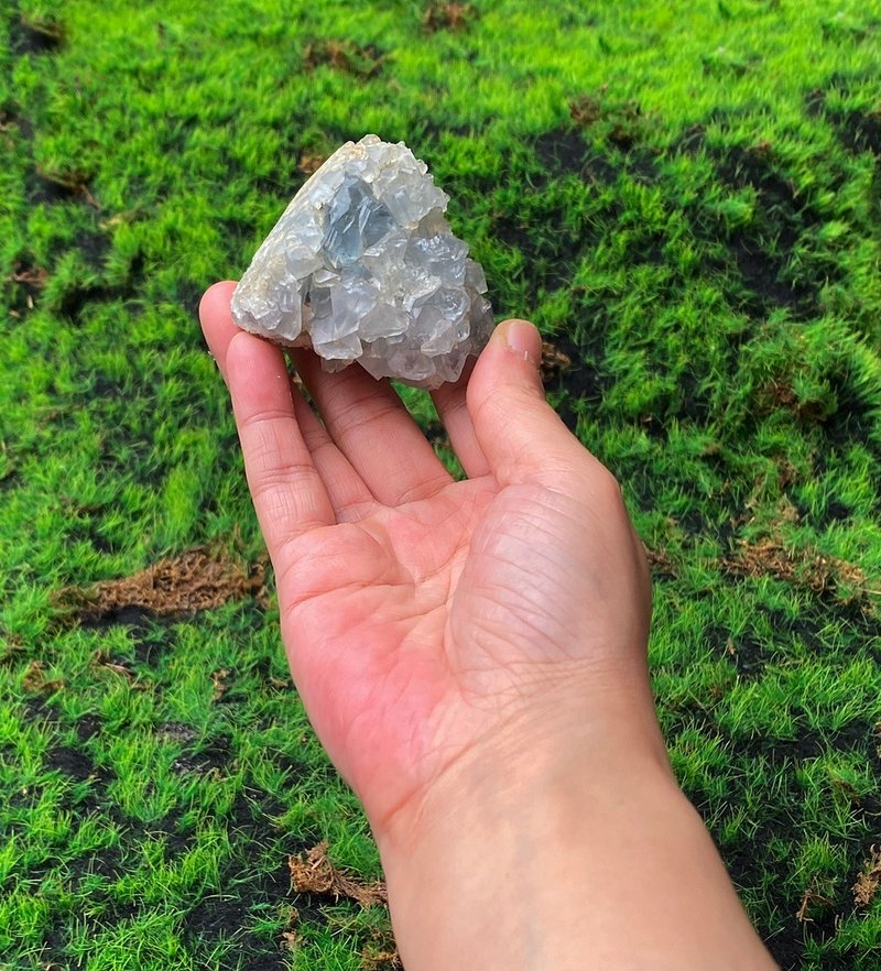 能量擺飾-天然原礦漸層幾何清新天青石 療癒 治癒 開運 快速出貨 - 擺飾/家飾品 - 水晶 藍色