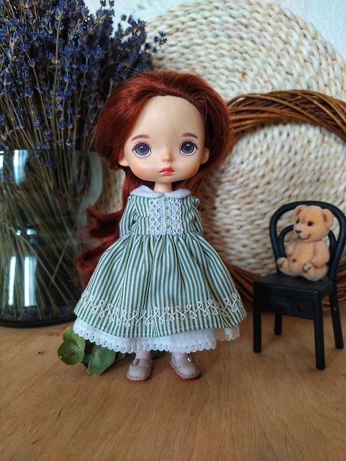 LinumCraft&Dolls Dress for a little doll lady. For dolls 9-10 inch Monst Xaiomi, Blythe, Holola