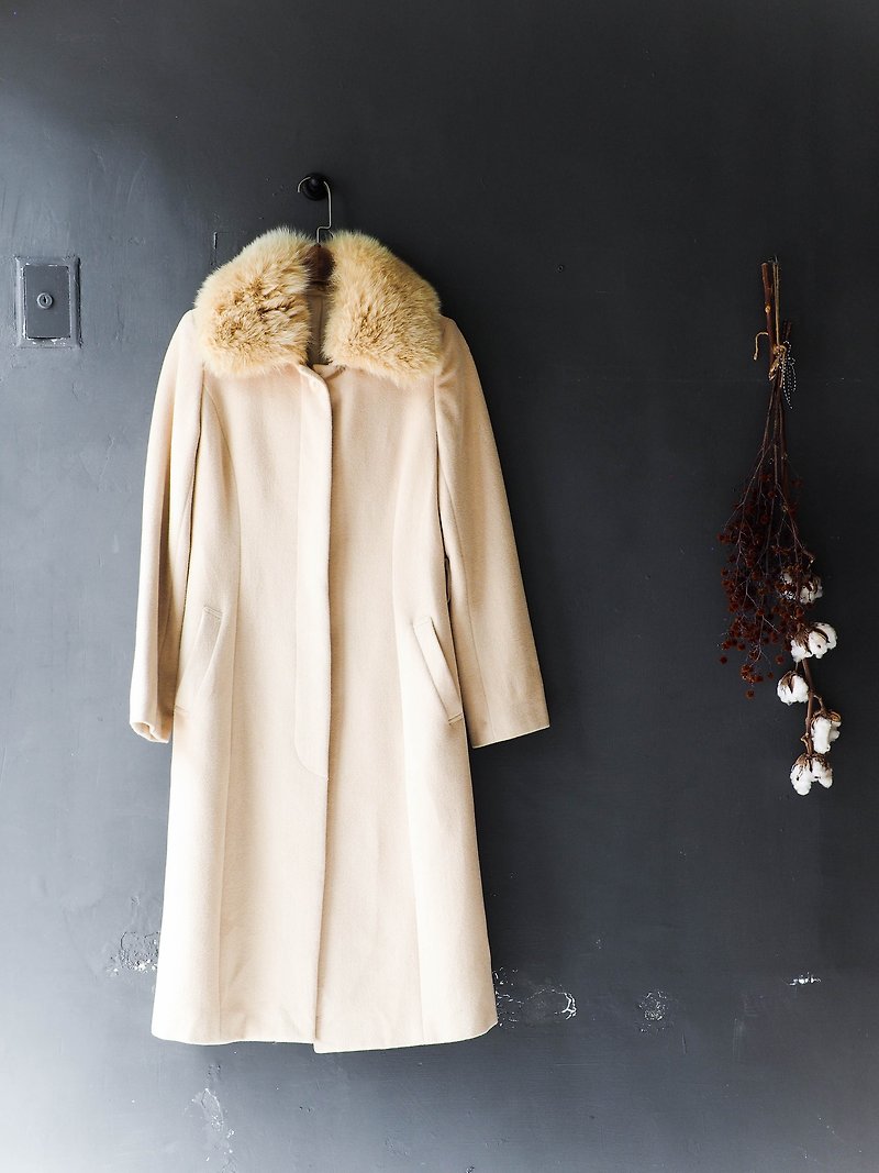 Kawashima - Kagoshima Tomoko goose yellow youth dream antique Angora rabbit wool coat coat wool fur vintage wool vintage overcoat - Women's Casual & Functional Jackets - Wool Yellow