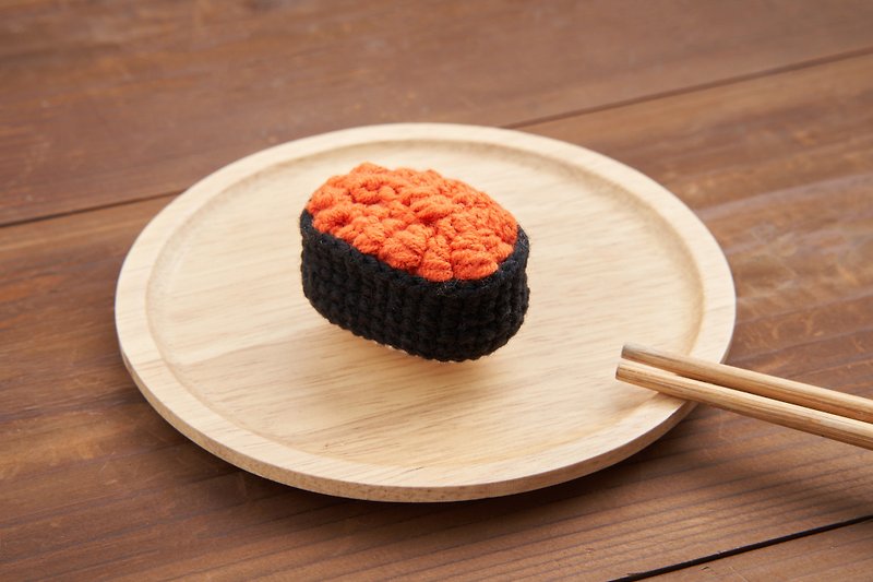 pom pom sushi knitted sushi [Salmon Roe Warship] - ของเล่นสัตว์ - เส้นใยสังเคราะห์ 