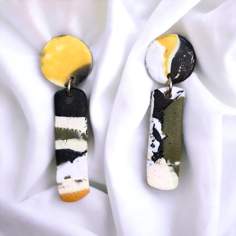 STM11 | Polymer Clay Earrings | Snow on The Moon Collection - Earrings & Clip-ons - Waterproof Material Gray