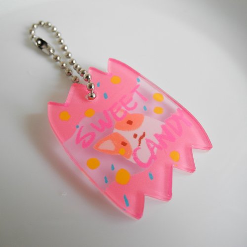 Gorgeous Space Corgi Fish Flower Charm Ornament Keychain Cute