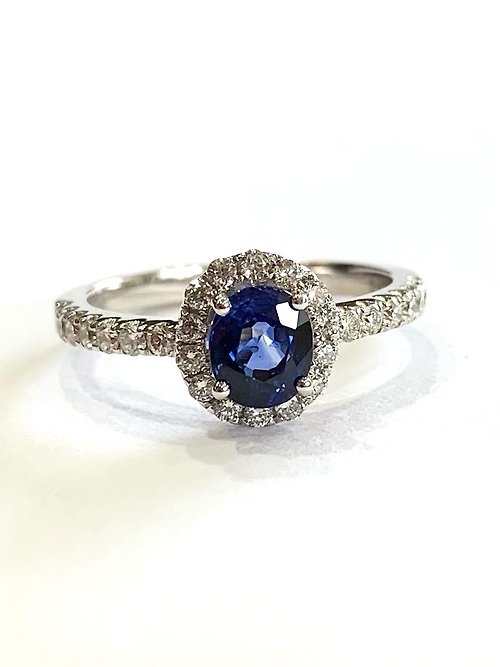 Juno Jewelry 嘉龍珠寶 藍寶石鑽石戒指 0.77克拉錫蘭藍寶石 0.37克拉南非鑽 14K K585