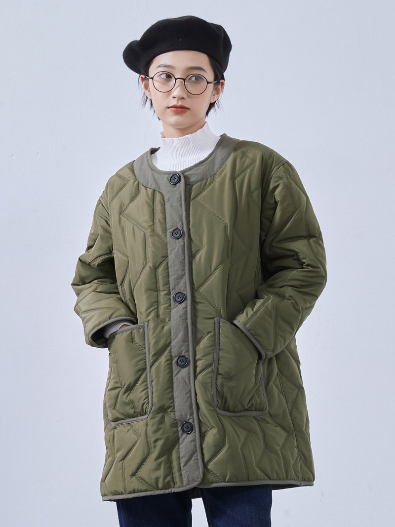 KNSJ371-Ultrasonic Quilted Medium Jacket Ethical Outer Coat - เสื้อแจ็คเก็ต - เส้นใยสังเคราะห์ สีดำ