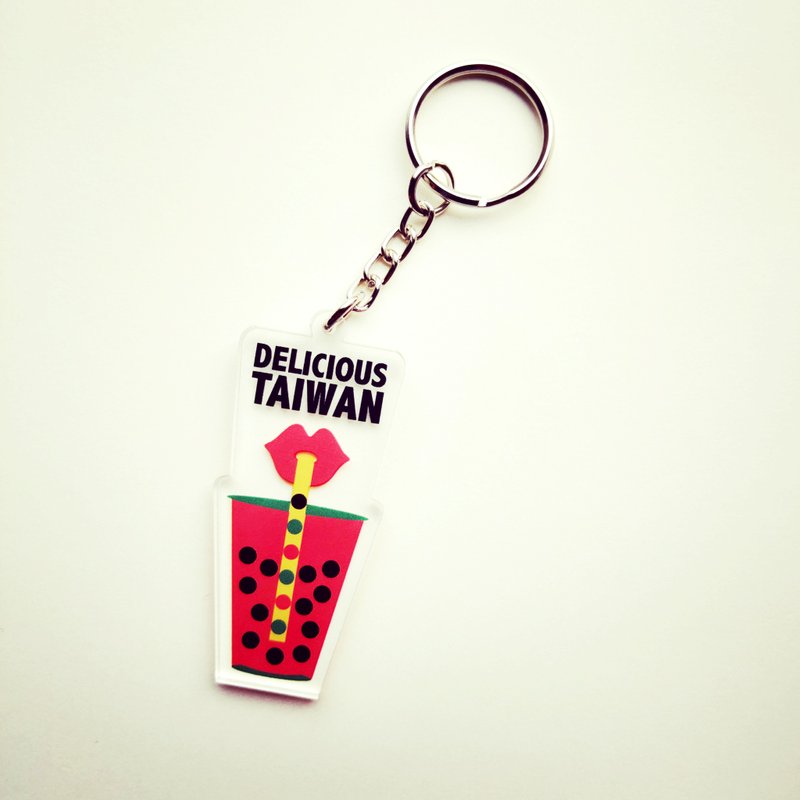 台灣 紀念品 keyholder 鑰匙圈  鑰匙 環 圈 鑰匙環 飲料 紅色 - 鑰匙圈/鑰匙包 - 壓克力 紅色