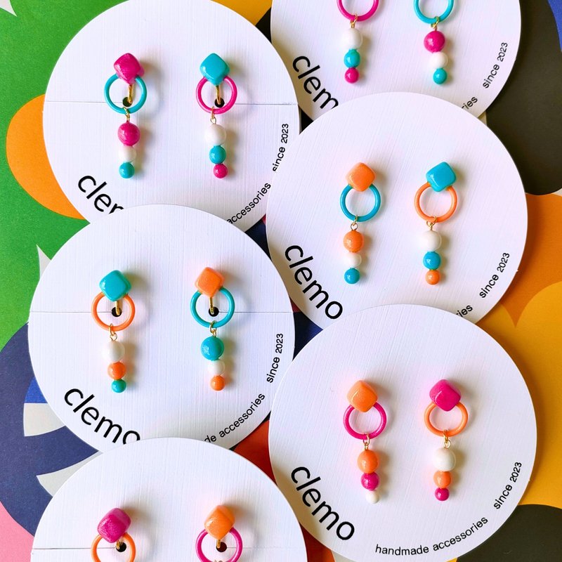 Mitsuami – Cobalt / Fuchsia / Orange, Earrings / Clip-on Earrings - Earrings & Clip-ons - Other Materials Multicolor