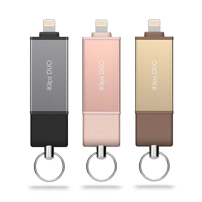 iKlips DUO 32GB Apple iOS USB3.1双方向フラッシュドライブ（革チャームなし版） - USBメモリー - 金属 ピンク
