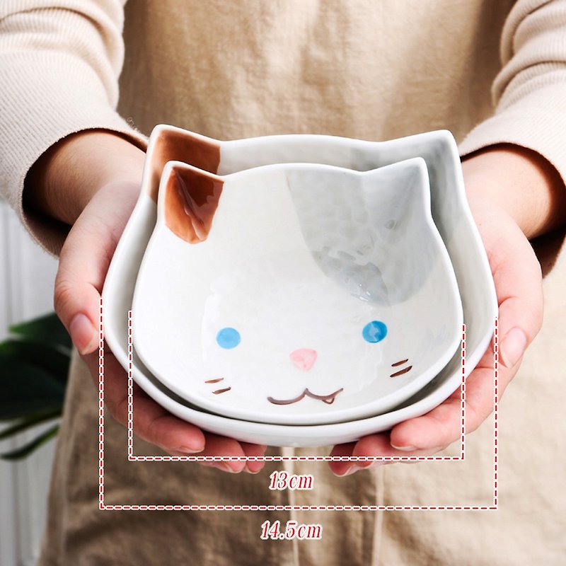 【OMORY】鄉村田園陶瓷分隔餐盤/陶瓷碗/8.5吋盤/湯匙-俏皮貓 - 盤子/餐盤/盤架 - 其他材質 透明