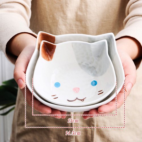 OMORY 【OMORY】鄉村田園陶瓷分隔餐盤/陶瓷碗/8.5吋盤/湯匙-俏皮貓