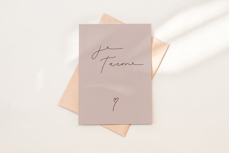 Hand Lettered Card Je t' aime - Shop Shan Lettering Studio Cards ...
