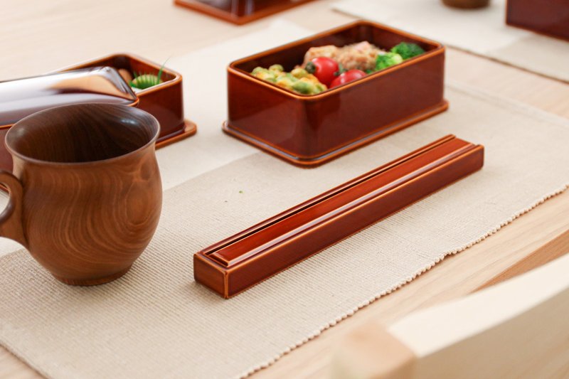 Fukuju Lacquerware Shop Chopstick Case - ตะเกียบ - ไม้ สีนำ้ตาล