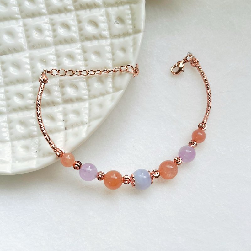 Natural Stone Crystal Bracelet - สร้อยข้อมือ - คริสตัล สีส้ม