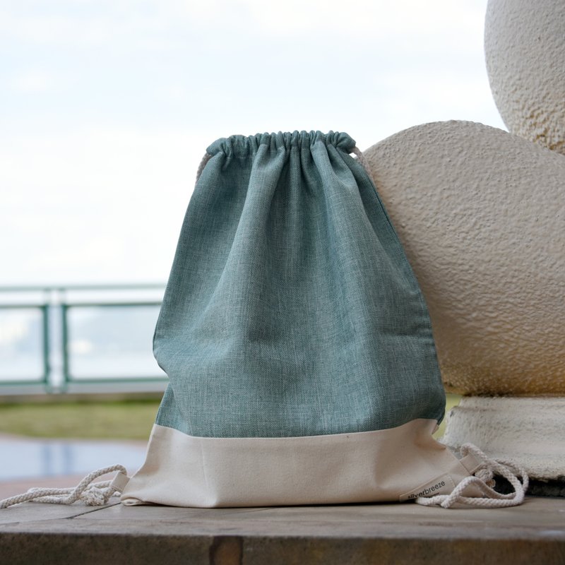 束口後背包/束繩包/束口袋 ~ 綠色(B131) - 束口袋/束口背包/水桶包 - 棉．麻 綠色