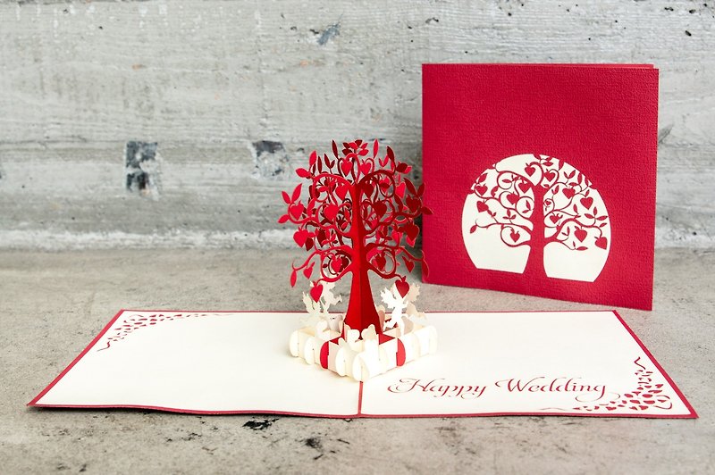 3D Wedding Pop-up Card - การ์ด/โปสการ์ด - กระดาษ สีแดง