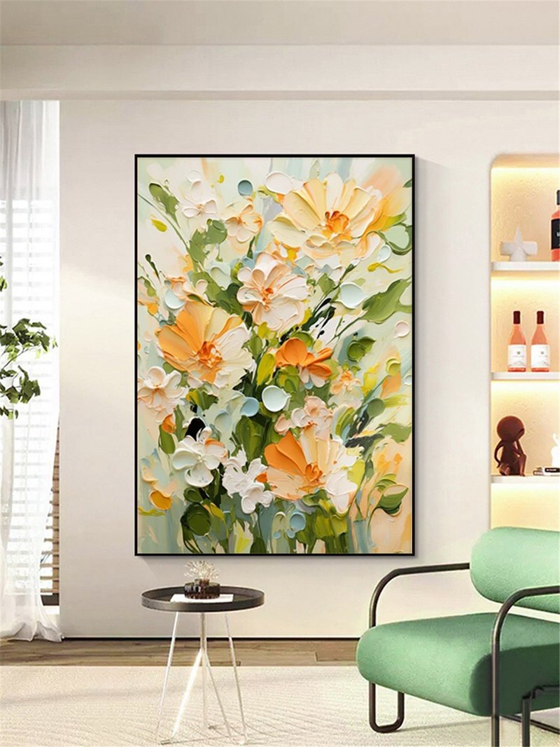 夏花 手繪油畫/抽象/原創商品/裝飾畫/掛畫/客廳/走廊/沙發畫 - 海報/掛畫/掛布 - 亞麻 多色