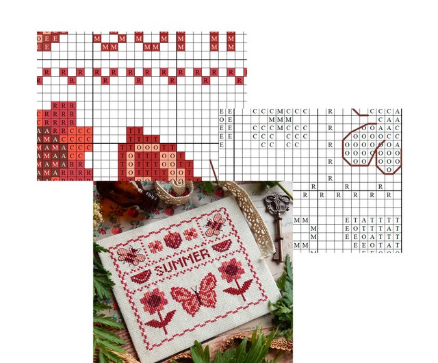 ベジタブル＆フルーツ柄♡クロススティチ壁掛け 刺繍の壁掛けパネル4 | tsuitachi craft&brocante