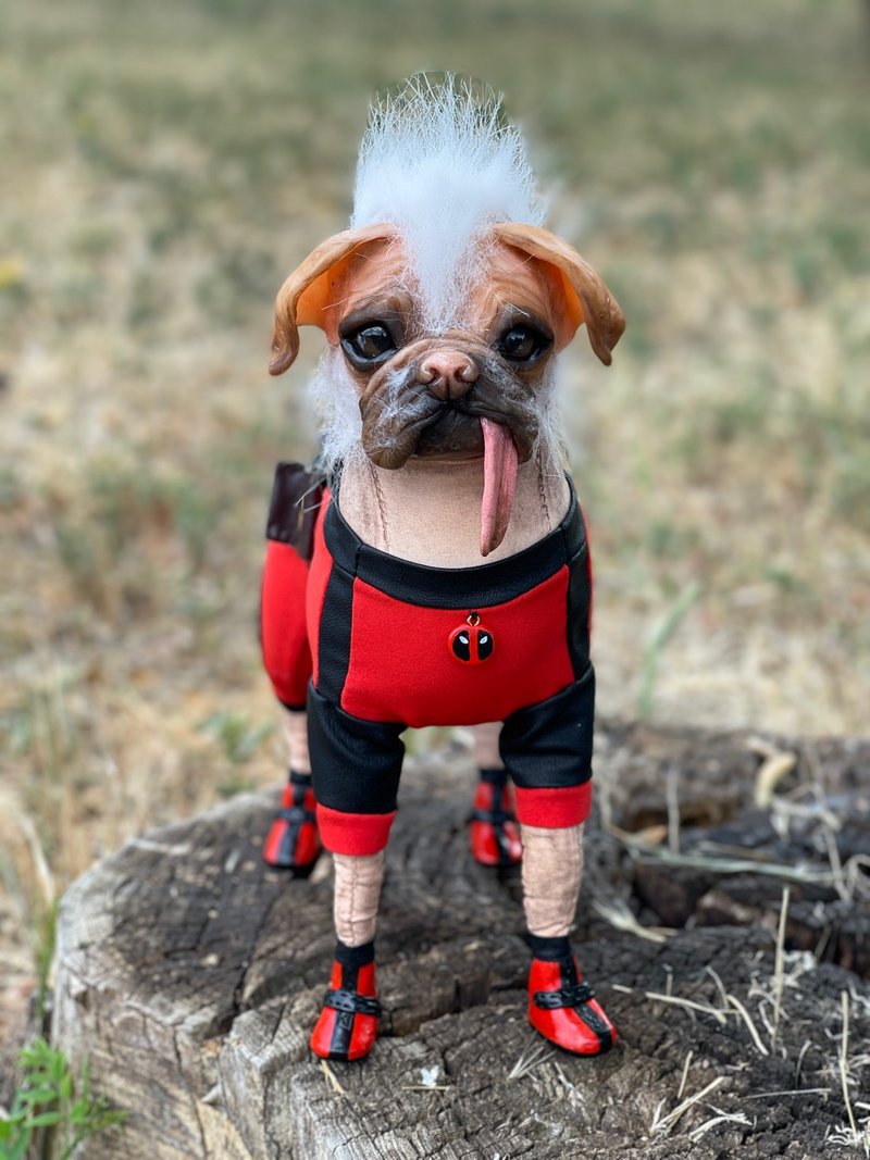 Handmade Dogpool dog doll - 玩偶/公仔 - 黏土 紅色