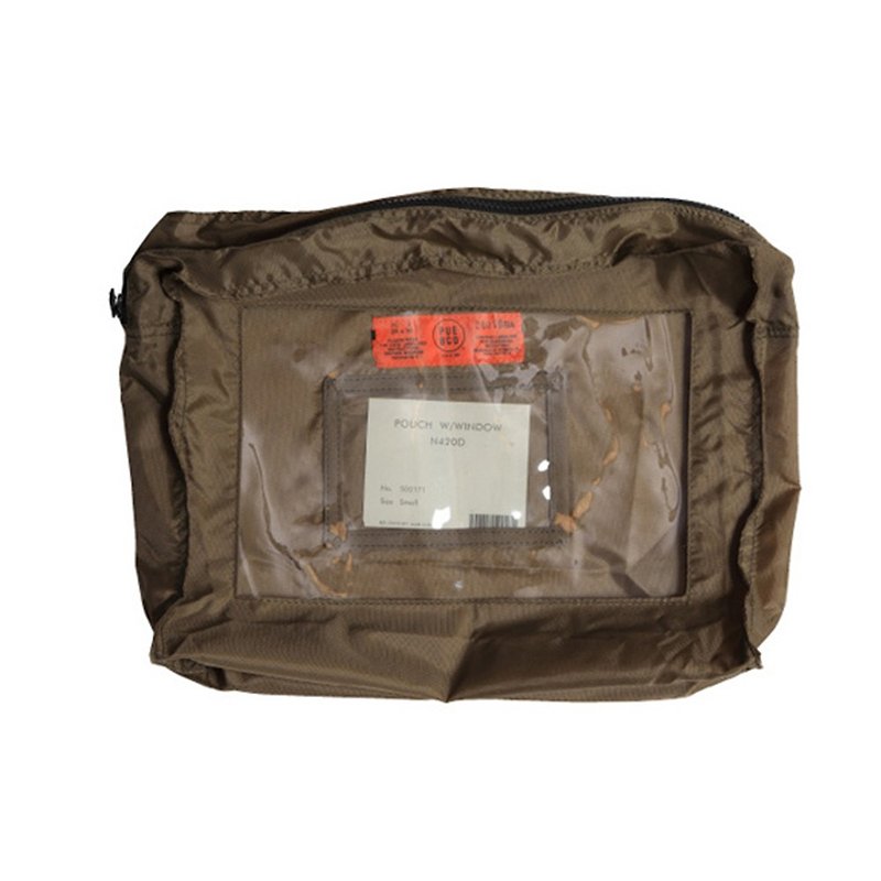 POUCH WITH WINDOW Large military style multifunctional storage bag/visual bag large - กระเป๋าเครื่องสำอาง - วัสดุอื่นๆ สีกากี