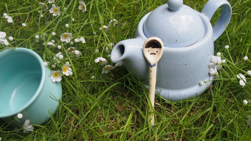 小さなスプーンの男性 - 花瓶・植木鉢 - 磁器 ホワイト