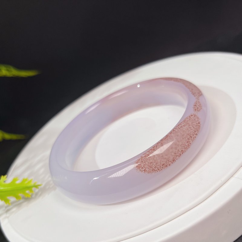 稀有冰紫朱砂瑪瑙手鐲58MM 起光飄花朱砂點玉髓手環 水潤驚艷大氣 - 手鍊/手環 - 半寶石 紫色