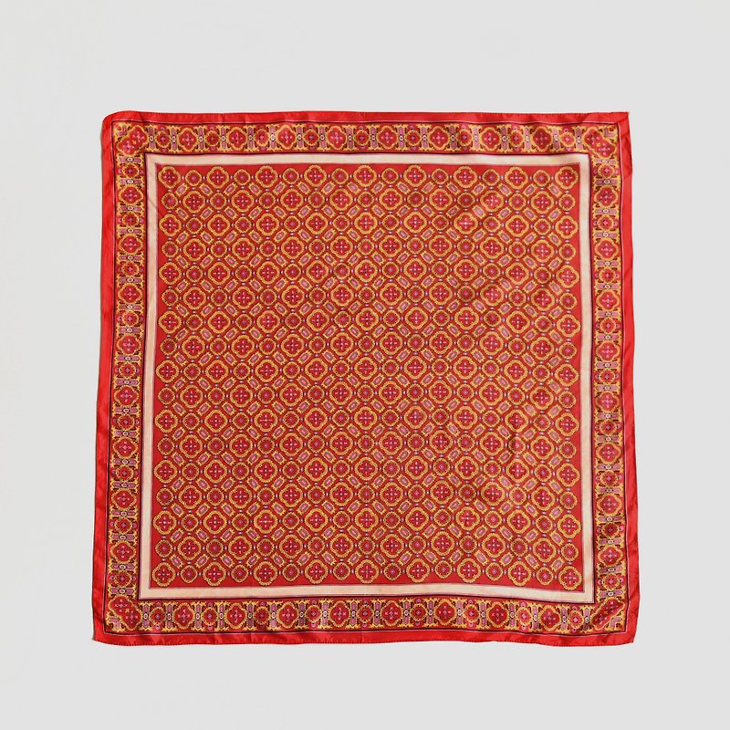 [Egg plant vintage] Passionate tapestry print vintage silk scarf - Scarves - Other Man-Made Fibers 