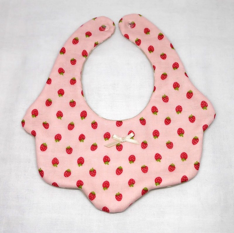 Japanese Handmade 8-layer-gauze Baby Bib /strawberry - Bibs - Cotton & Hemp Pink