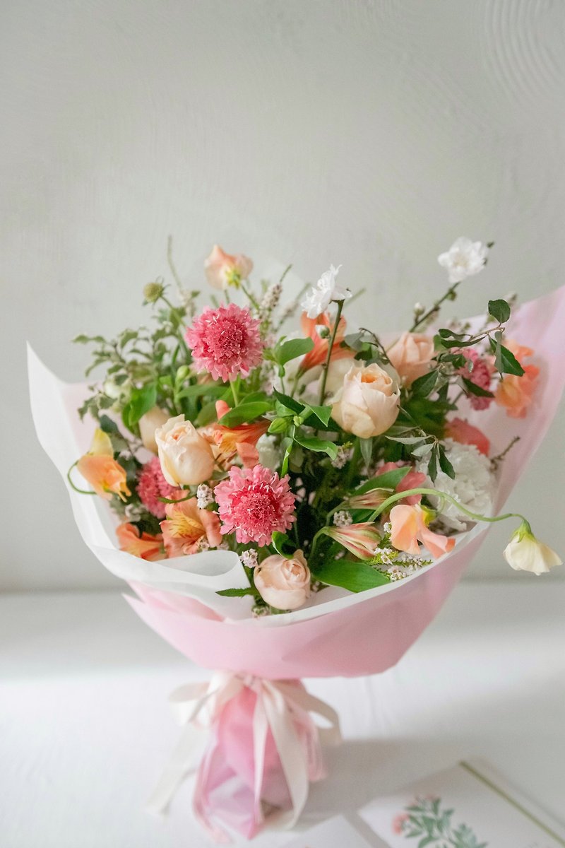 【Pink Bubble】Valentine's Day Pink Bubble Confession Bouquet - ช่อดอกไม้แห้ง - พืช/ดอกไม้ สึชมพู