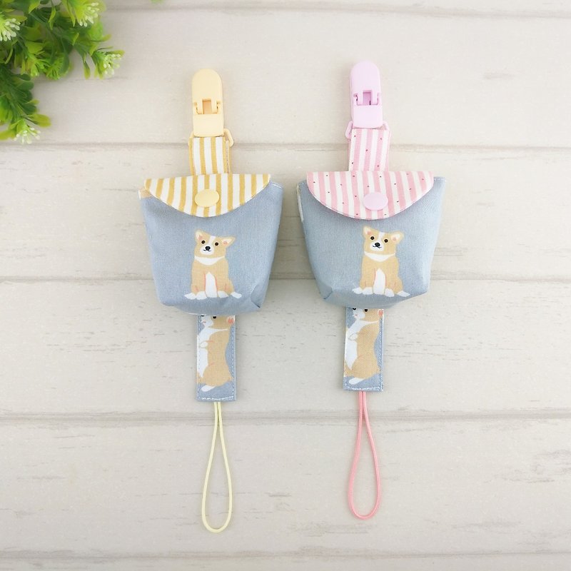 Cute Keji-2 color is optional. Pacifier storage bag + pacifier chain set (can increase the price of 40 embroidery name) - ขวดนม/จุกนม - ผ้าฝ้าย/ผ้าลินิน สีกากี