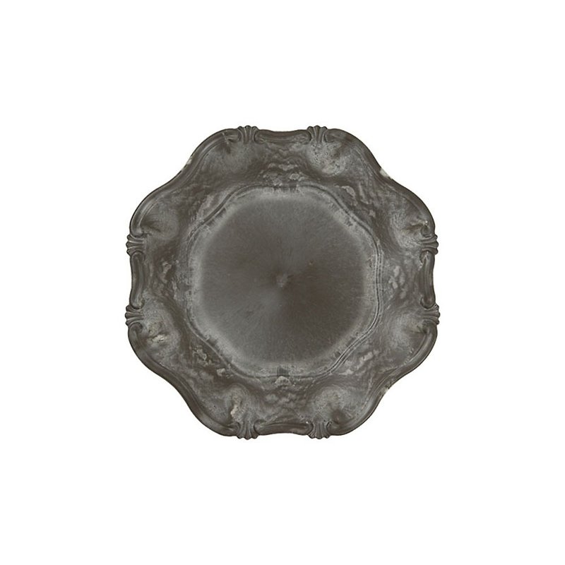DEVORATION TRAY Circle Petal Vintage Embossed Decorative Tray / Petal Round - Serving Trays & Cutting Boards - Plastic Gray