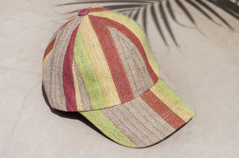 Linen weave cotton knit cap cap cap cap hat sports cap visor by hand - Chambray - Hats & Caps - Cotton & Hemp Multicolor