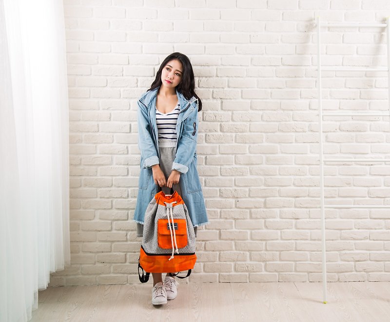 SOLUNA Summer Whisper Series│ Drawstring Backpack│Orange - Drawstring Bags - Polyester Multicolor