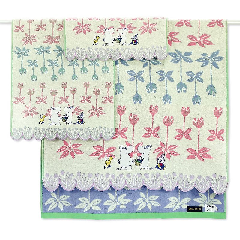 Maruma Japan│ Moomin Flower Jungle Untwisted Embroidered Face Towel Towel - ผ้าขนหนู - ผ้าฝ้าย/ผ้าลินิน 