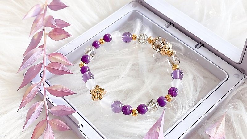Charlotte Xia Liang purple super seven green green hair amethyst white crystal purple mica business nobles - Bracelets - Crystal 