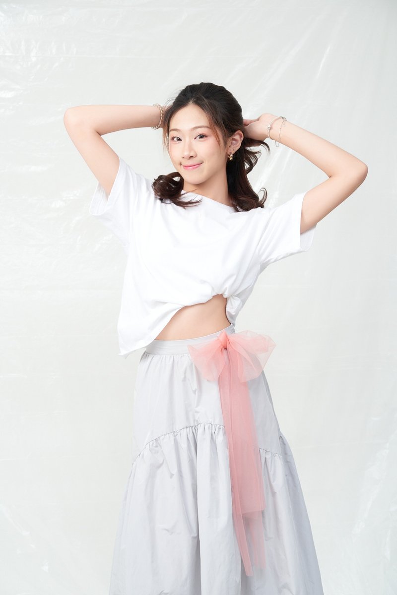 雲朵抽皺飄飄長裙 輕灰 - 裙子/長裙 - 聚酯纖維 灰色