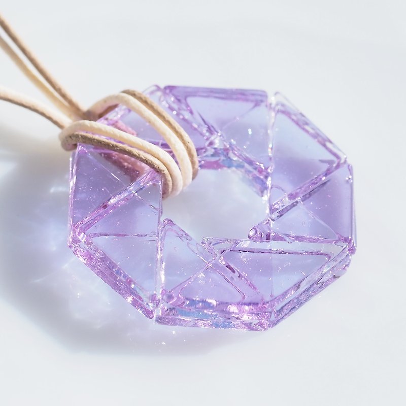 色が変わるメモリーガラス(シャッター【マジック】)ネックレス【受注制作】 - 項鍊 - 玻璃 紫色