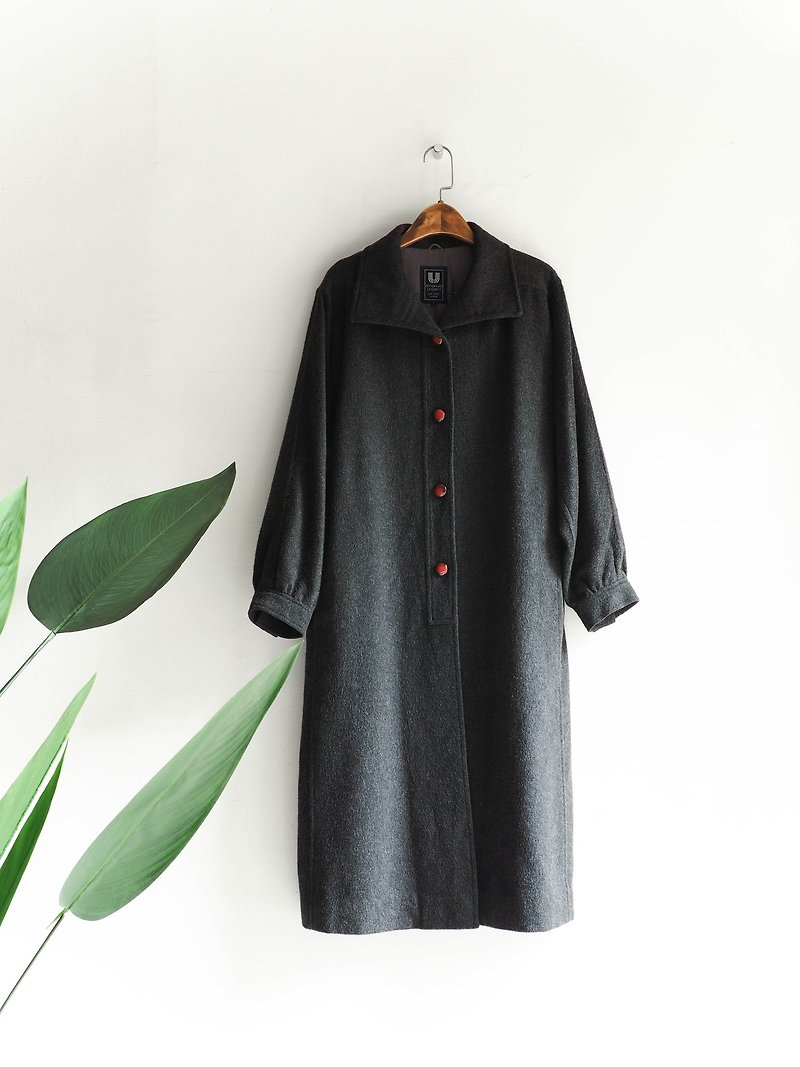 River Water Mountain - Shizuoka dark gray European palace Peng Cuo Antique Cashmere coat cashmere coat wool vintage overcoat - Women's Casual & Functional Jackets - Wool Gray